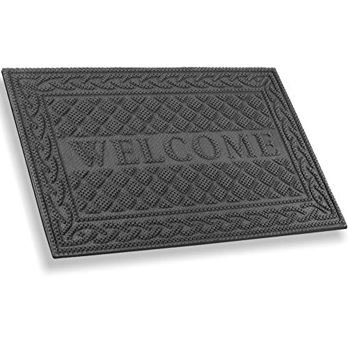 Mibao Entrance Door Mat, Winter Durable Large Heavy Duty Front Outdoor Rug, Non-Slip Welcome Doormat for Entry, Patio, 24 x 36 inch, Grey