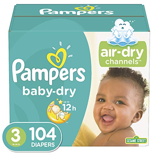 Diapers Size 3, 104 Count - Pampers Baby Dry Disposable Baby Diapers, Super Pack