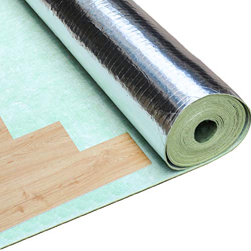 uyoyous Vapor Barrier Flooring Underlayment 2mm Quiet Flooring Underlayment Roll 109 Sqft 3-in-1 Floor Underlayment Padding for Vinyl Wood Engineered Floor