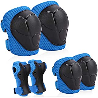 Kids Protective Gear, Knee Pads and Elbow Pads with Wrist Guard Skateboard Accessories for Skating Skateboard Cycling Rollerblading Scooter Bike for Kids 2-7 Years (Blue)