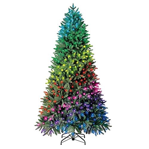 Evergreen Classics 7.5 ft Twinkly Pre-Lit Aspen Pine Quick Set Artificial Christmas Tree, App-Controlled Multicolor RGB Lights