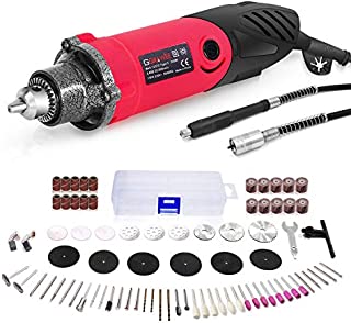 GOXAWEE Power Rotary Tool Set with 1/4 Inch 3-Jaw Chuck (0.5-4 mm), 6 Step Variable Speed, Advanced Flex Shaft & 82Pcs Multifunctional Accessories for DIY Projects