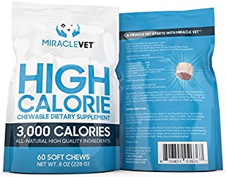 Miracle Vet Weight Gaining Chews for Dogs & Cats. 3,000 Calories per Bag. High Calorie Dog Treats for Weight gain & Health.