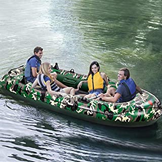 DHL Shipping Heavy Duty Inflatable Dinghy Boat for Adults, 10 FT Portable Boat Raft for 3/4 Person, Foldable Dinghy Float for Fishing Hunting/Playing on Lake River/White Water Rapid (Camouflage)