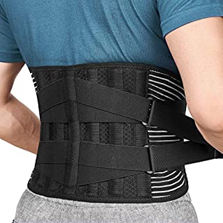 Freetoo Back Braces for Lower Back Pain Relief with 6 Stays, Breathable Back Support Belt for Men/Women for work , Anti-skid lumbar support belt with 16-hole Mesh for sciatica(L)