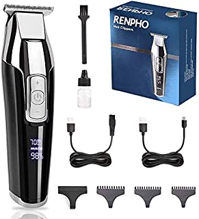 Trimmer for Men, RENPHO Professional Cordless Clippers Kit Electric for Barbers Hair Cutting, Hair and Beard T-blade Trimmer for Home, 4-Speed Motor, Precise Length Settings, Lightweight