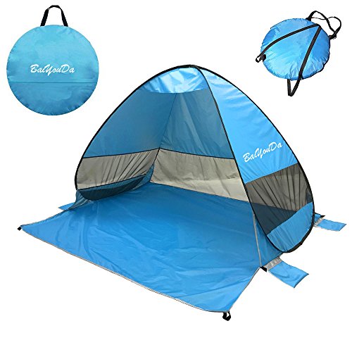 BaiYouDa Automatic Pop Up Beach Tent Sun Shelter Cabana 2-3 Person UV Protection Beach Shade with Carry Bag for Outdoor Activities