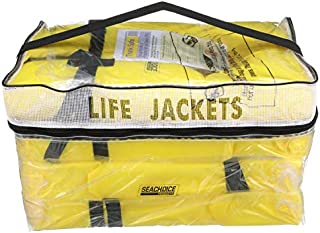 Seachoice 86010 Life Vest, Type II Personal Flotation Device  Yellow  Adult  4-Pack with Bag