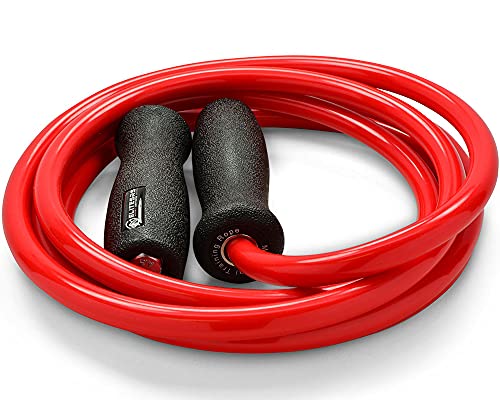 EliteSRS Muay Thai Power Rope 2.0 - Thick 12mm PVC Cord - Heavy Training Jump Rope (1.5 LB) - Upgraded with Dual Ball Bearings for Smooth Spin - Heavy Duty 4.75