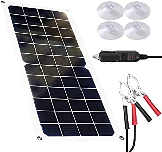 CZX 10W Portable Solar Battery Charger 12 Volt Waterproof Solar Panels kit Flexible Monocrystalline Emergency Charging Power for Automobile Car Homes RV Boat Phone Camping Travel