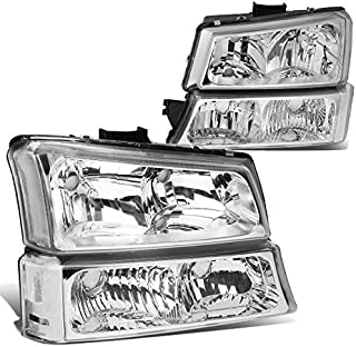 DNA Motoring HL-OH-CS03-4P-CH-CL1 Chrome Housing Headlights Replacement For 03-06 Avalanche SIlverado