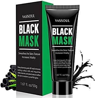 Vassoul Blackhead Remover Mask, Peel Off Blackhead Mask - Deep Cleansing Black Mask, Bamboo Activated Charcoal Peel-Off Mask