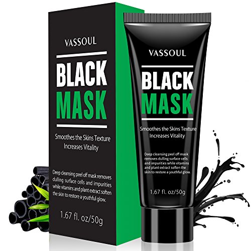 Vassoul Blackhead Remover Mask, Peel Off Blackhead Mask - Deep Cleansing Black Mask, Bamboo Activated Charcoal Peel-Off Mask