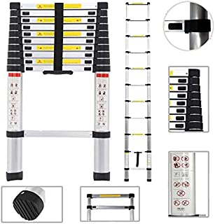 Telescopic Ladders 10.5ft 3.2M 150KG Max Capacity Extension Folding Portable Aluminum Lightweight Easy to Store in Car Trunk Home Loft Attic Step Ladder DIY Builer Supplies EN131