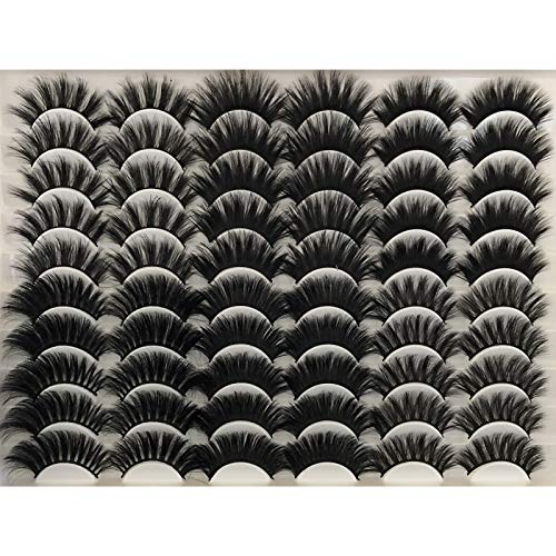 Pooplunch False Eyelashes 30 Pairs Dramatic 6 Styles Fake Eyelashes Pack 15-20MM Faux Mink Lashes Long Thick Crossed Fluffy Volume Soft Reusable Eye Lashes Wholesale Multipack