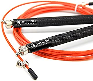 5BILLION Speed Jump Rope - Orange - 360 Swivel ball - Work for Double Unders, WOD, MMA - Includes Carry Case, Spare Screw Kit & Replacement Bag