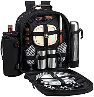 Picnic at Ascot Original Equipped 2 Person Picnic Backpack with Coffee Service, Cooler & Insulated Wine Holder - Designed & Assembled in the USA