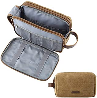 Toiletry Bag for Men, BAGSMART Travel Shaving Dopp Kit Water-resistant Toiletry Organizer for Travel Accessories, Khaki