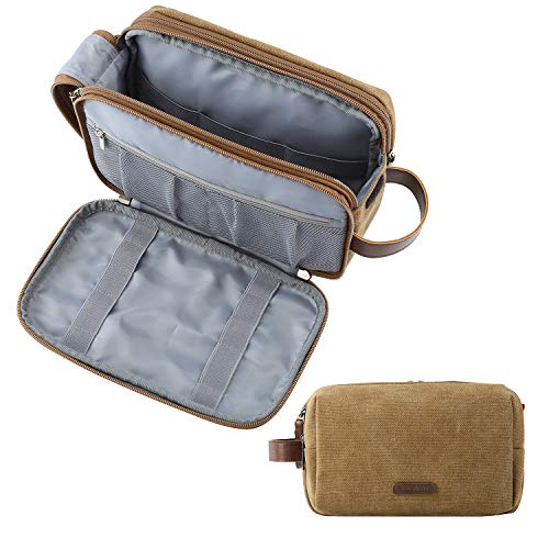 Toiletry Bag for Men, BAGSMART Travel Shaving Dopp Kit Water-resistant Toiletry Organizer for Travel Accessories, Khaki