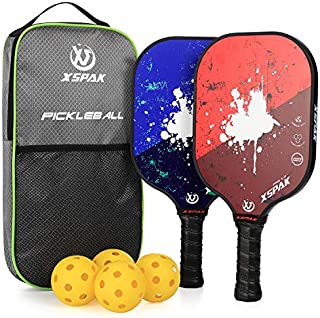 XS XSPAK Pickleball Paddles Set, Lightweight Paddles Sets of 2 Including Bag and 4 Indoor Balls