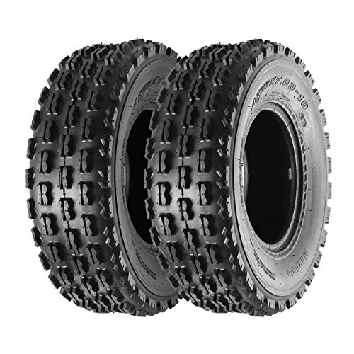 Set of 2 Maxauto 22x7-10 22-7-10 Front ATV Tires Quad Sport ATV UTV Tires 22x7x10 4-Ply Mud Sand Snow and Rock Tires Tubeless Knobby Sport Tires