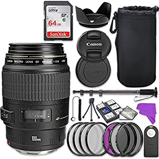 Canon EF 100mm f/2.8 Macro USM Lens Bundle with Accessory Kit (17 Items)