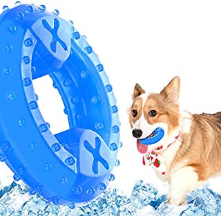 NWK Pet Teether Cooling Chew Toy for Dogs Teething Toy for Puppies, Fit with Treats for More Fun (Chewing Ring)