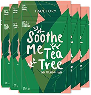 FaceTory Soothe Me Tea Tree 2-Step Sheet Mask with Tea Tree Oil for Acne Prone Skin (Pack of 5)