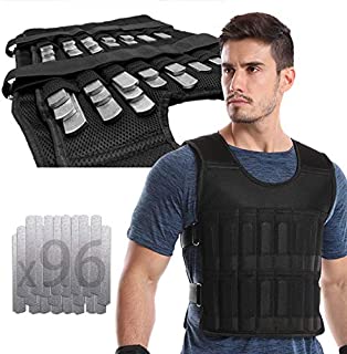 LEKÄRO Adjustable Weighted Vest 44LB Fitness Weight Training Workout Boxing Jacket (Including Weight: 96 Plated Steel Plates)