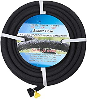 BUYOOKAY Soaker Hose 100ft with 1/2 Diameter Interface Saves 70% Water Great for Gardens/Flower Beds Black (100' x 1/2