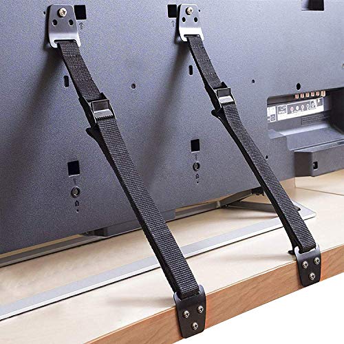 SYOSIN Anti-Tip Furniture and TV Straps, Metal Heavy Duty TV Straps, Adjustable Furniture Straps Furniture Anchors TV Wall Straps For Baby Proofing, Fit Most Flat Screen TVs and Furniture (2 Straps)