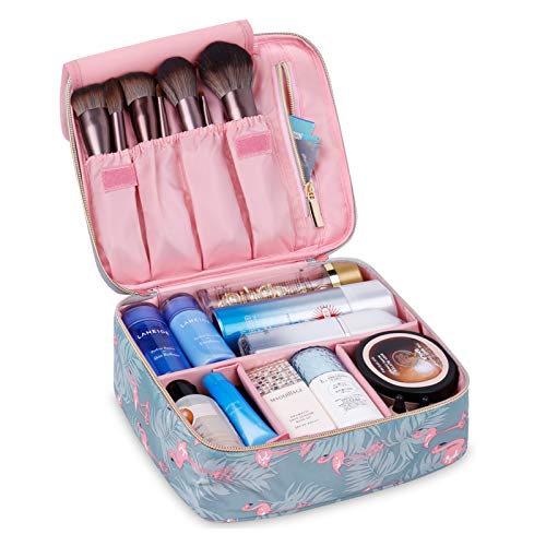 Travel Makeup Bag Large Cosmetic Bag Makeup Case Organizer for Women and Girls (Flamingo)