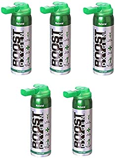 Boost Oxygen Canned 2-Liter Natural Inhaler Canister Bottle for High Altitudes, Athletes, and More, Flavorless (5 Pack)