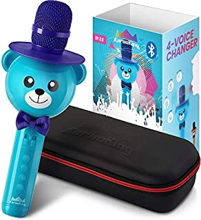 KaraoKing Karaoke Microphone for Kids - Wireless, Bluetooth Karaoke Machine for Toddlers & Kids in Comic Bear Shape - Includes Mic with Speaker, Perfect for Rock n' Roll Parties (S9 Blue)