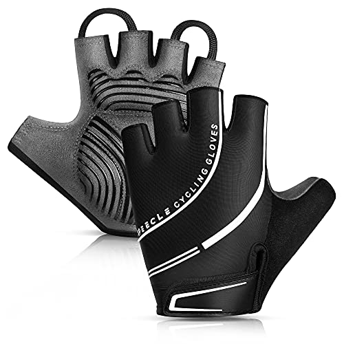 Speecle Reinforced Sports Cycling Bike Gloves - Padded Road Mountain Biking Gloves - Shock-Absorbing Breathable Half Finger Bicycle Gloves for Men Women, X-Large