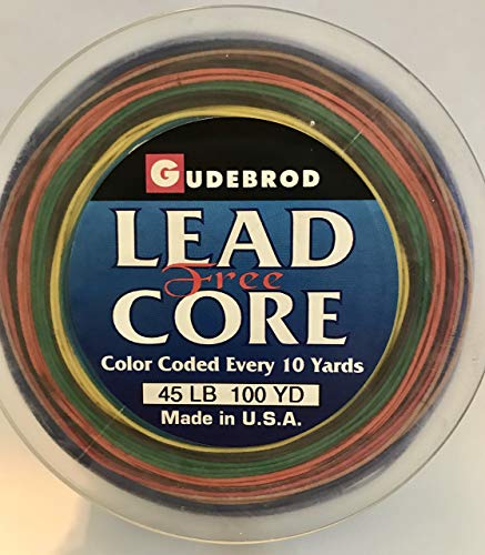 Gudebrod Lead-Free Metal Core Metered Trolling Fishing Line; 100 Yards, 45 lb Test, Braided Dacron. Eco-Friendly (Contains no Lead)