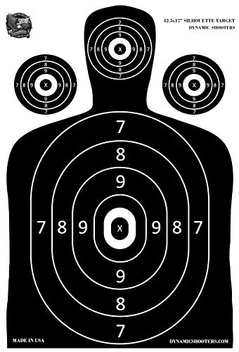 Dynamic Shooters 12.5x17 Inches American Made Shooting Range Paper Silhouette Targets- for Firearms, Guns, Rifles, Pistol, BB Guns, Airsoft, Pellet Gun, Air Rifle (50 Pack)