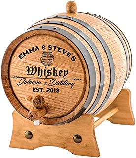 Personalized - Custom Engraved American Premium Oak Aging Barrel - Age your own Whiskey, Beer, Wine, Bourbon, Tequila, Rum, Hot Sauce & More | Barrel Aged (1 Liter)