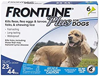 FRONTLINE Plus Flea and Tick Treatment for Dogs (Medium Dog, 23-44 Pounds, 6 Doses)