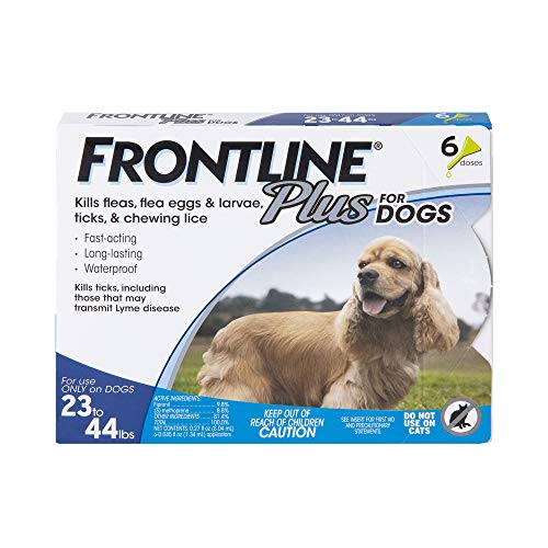 FRONTLINE Plus Flea and Tick Treatment for Dogs (Medium Dog, 23-44 Pounds, 6 Doses)