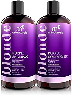 ArtNaturals Purple Shampoo and Conditioner Set  (2 x 16 Fl Oz / 473ml)  Protects, Balances and Tones  Bleached, Color Treated, Silver, Brassy and Blonde Hair - Sulfate Free