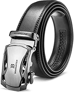 BOSTANTEN Men's Leather Ratchet Dress Belt with Automatic Sliding Buckle