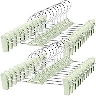 Pants Hangers with Clips, 30 Skirt Hangers with Clips Stackable Plastic Space Saving Bulk Trouser Pack Hangers for Pants