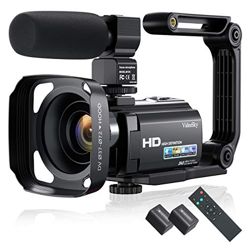 2021 New Upgraded Video Camera Camcorder, Ultra HD 1080P 30FPS 24MP Vlogging Camera 16X Zoom 3.0 Inch IPS Screen Digital YouTube Camera Recorder with Microphone, 2.4G Remote, Stabilizer, Lens Hood