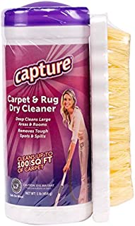 Capture Carpet Dry Cleaner Powder with Brush - Deodorize Clean Stains Smell Moisture from Rug Couch Wool and Fabric, Pet Stain Odor Smoke Too