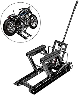 VEVOR Motorcycle Jack 1,500 LBS Hydraulic Motorcycle Scissor Lift Jack Hoist Stand 3/4 Ton Load Capacity, Portable & Adjustable Motorcycle Lift Jack with Built-In Lock Pin (Black)