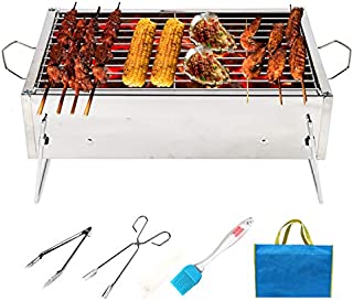 Higarden Folding Campfire Grill Heavy Duty Portable Camping Grill Barbecue Portable BBQ 2-4 People BBQ Grill Camping Tabletop Grill Portable (S)