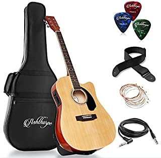 Ashthorpe Full-Size Cutaway Thinline Acoustic-Electric Guitar Package - Premium Tonewoods - Natural