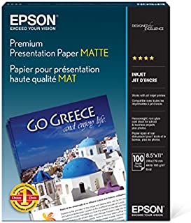 Epson Premium Presentation Paper MATTE (8.5x11 Inches, 100 Sheets) (S042180),Black