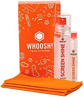 WHOOSH! Screen Cleaner Kit  Best for  Smartphones, iPads, Eyeglasses, e-Readers, LED, LCD & TVs  Includes 2 Bottles 3.4oz,0.3.oz +3 Premium Cloths